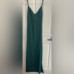 Beginning Boutique Emerald Satin Dress US 2